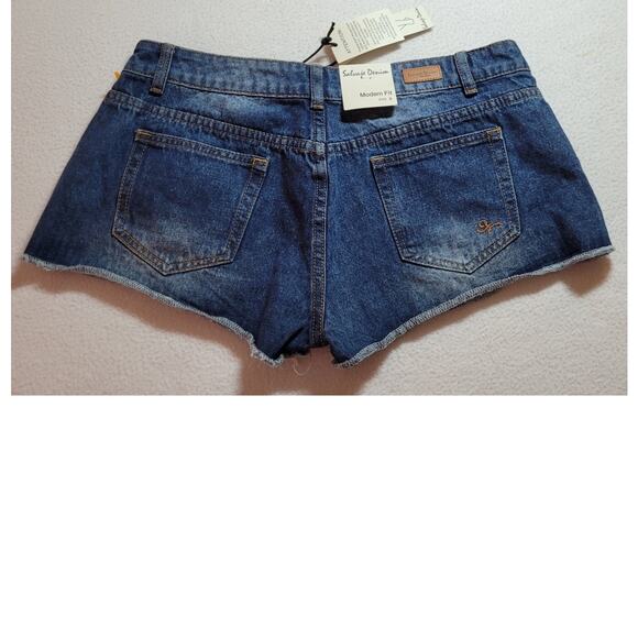 Salvage Denim Juniors Classic Blue Jeans Shorts 9 Modern Fit Distressed Low Rise - Picture 7 of 7